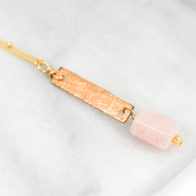 Gold Fill Bar and Morganite Necklace