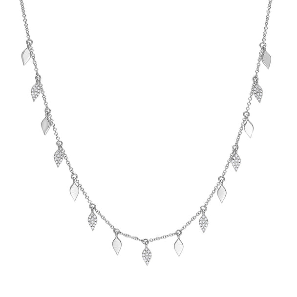 14K White Gold and Diamond Charm Necklace