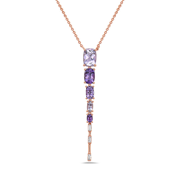 Amethyst and Diamond Dangle Necklace