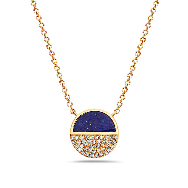 Lapis Circle Necklace Yellow Gold