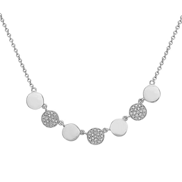 14K White Gold Dot and Diamond Necklace