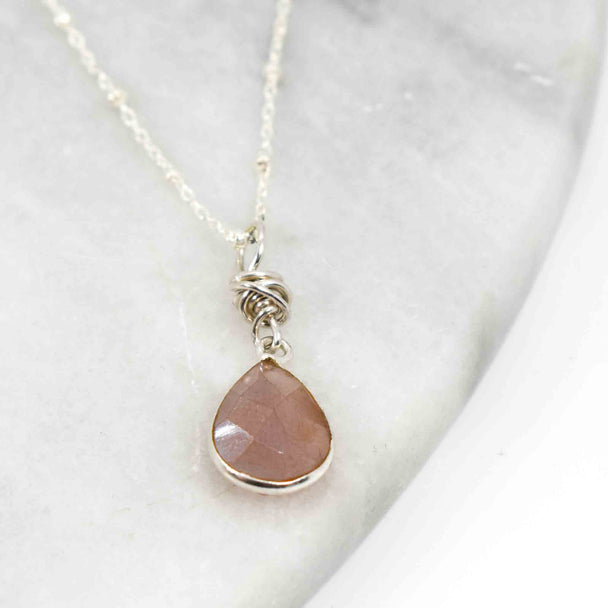 Pear Peach Moonstone Necklace