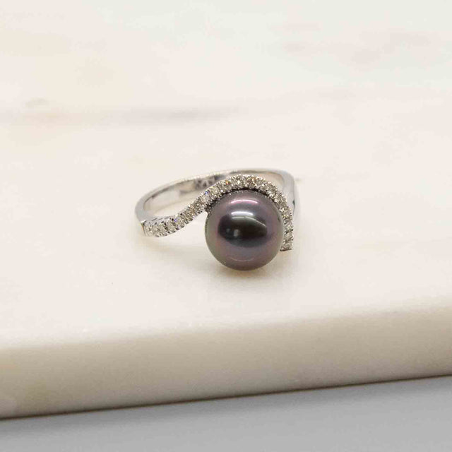 Tahitian Pearl and Diamond Ring