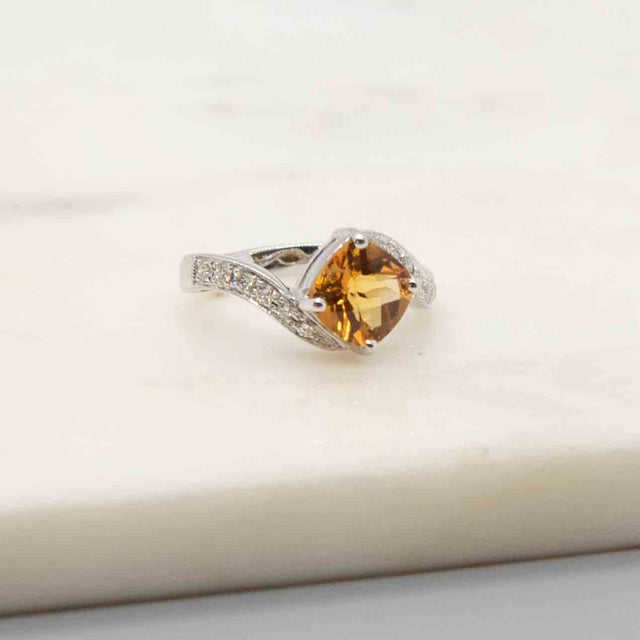 Citrine and Diamond Ring