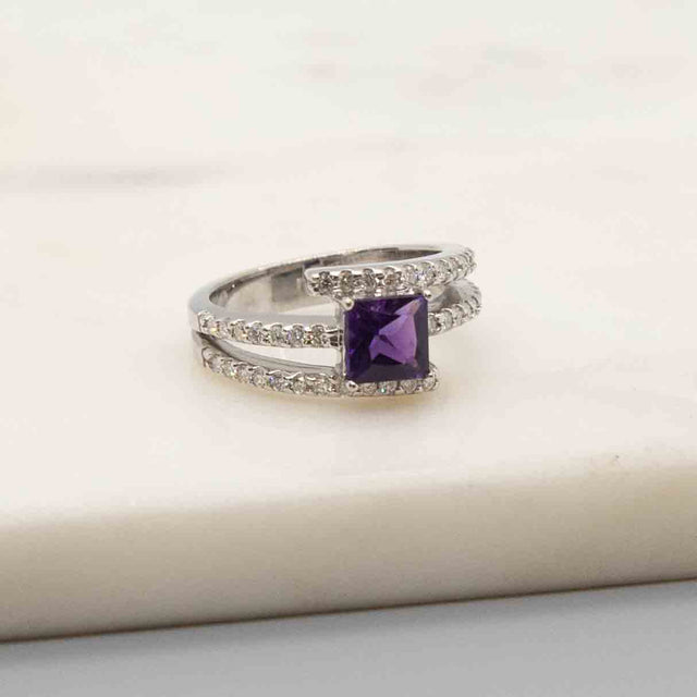 Amethyst and Diamond Wrap Band Ring