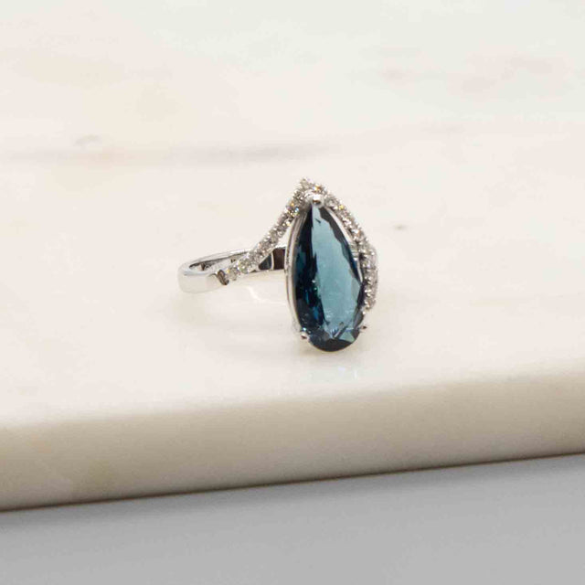 London Blue Topaz and Diamond Cocktail Ring