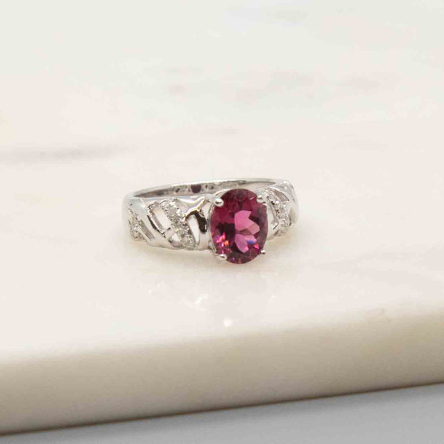 Tourmaline Oval and Diamond Ring