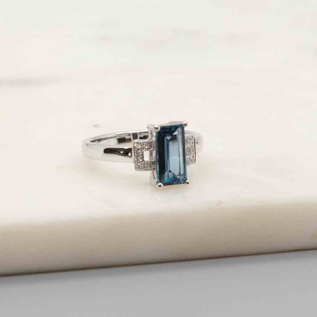 London Blue Topaz and Diamond Ring