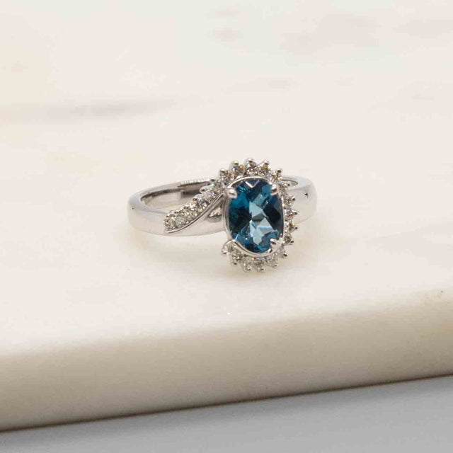 London Blue Topaz and Diamond Ring