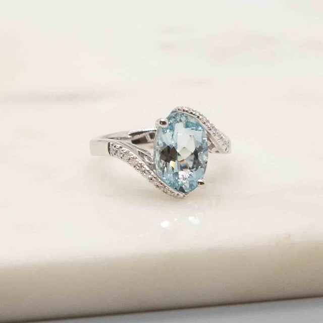 Aquamarine and Diamond Ring