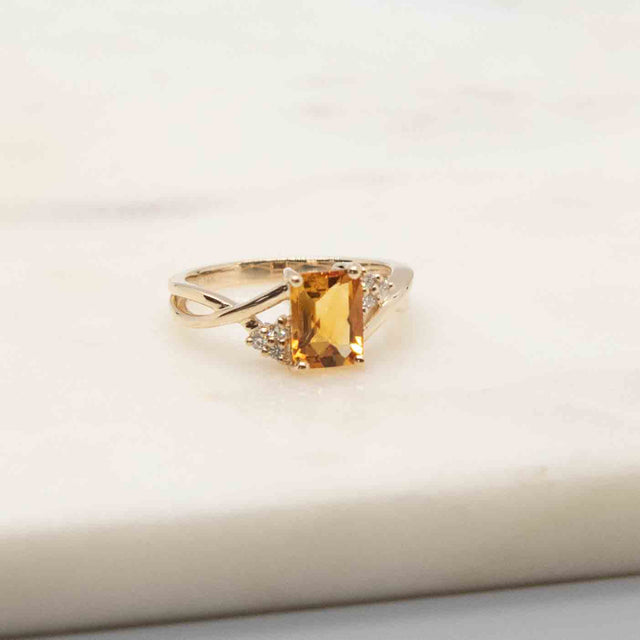 Citrine and Diamond Ring