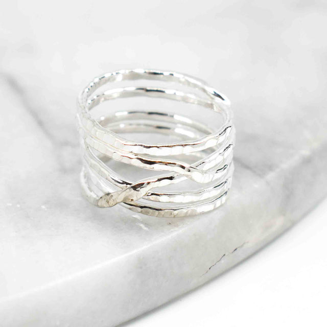 Five Wrap Band Rivet Ring