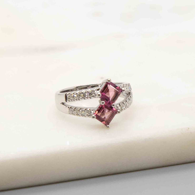 Tourmaline and Diamond Double Ring