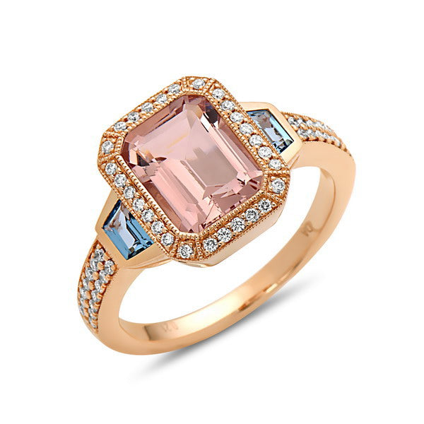 Morganite and Blue Topaz Ring