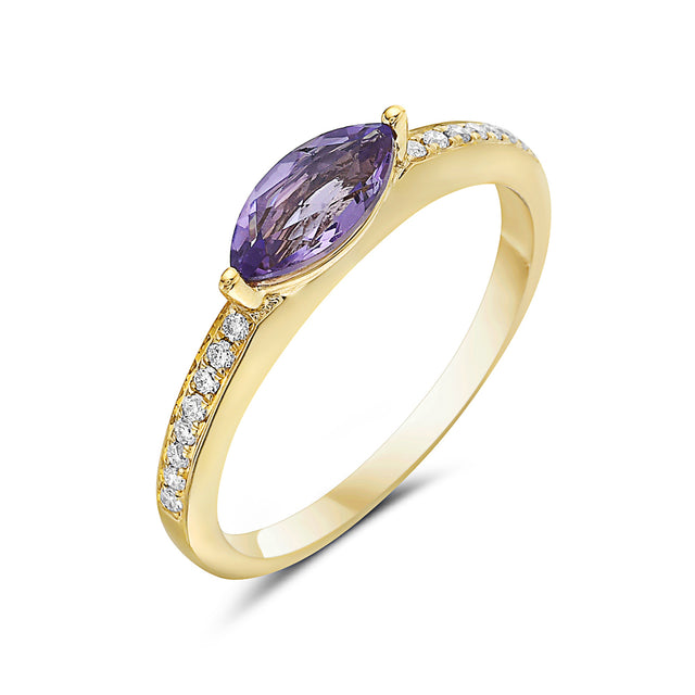 M Marquise Shaped Amethyst Ring