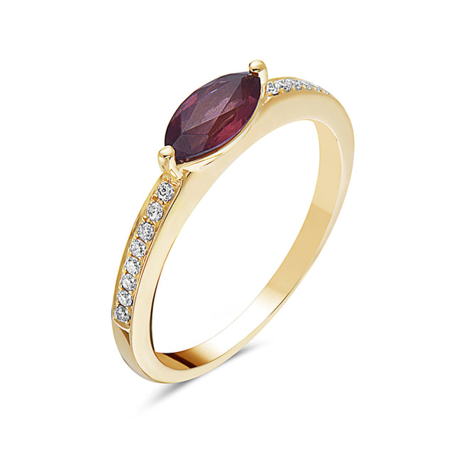 Marquise Shaped Garnet Ring