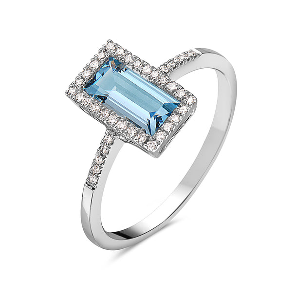 Blue Topaz and Diamond Ring