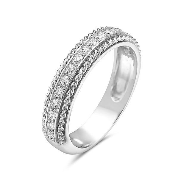 Braided 14K Gold and Diamond Ring