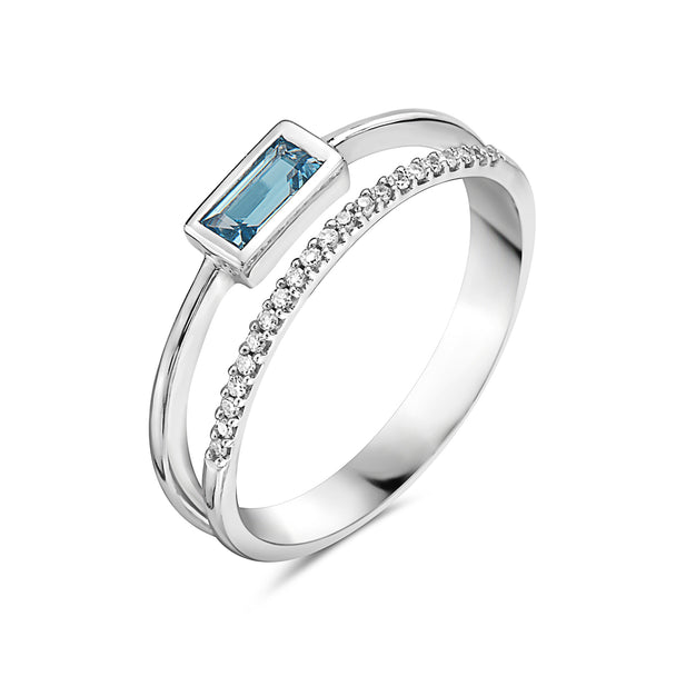 Blue Topaz and Diamond Ring