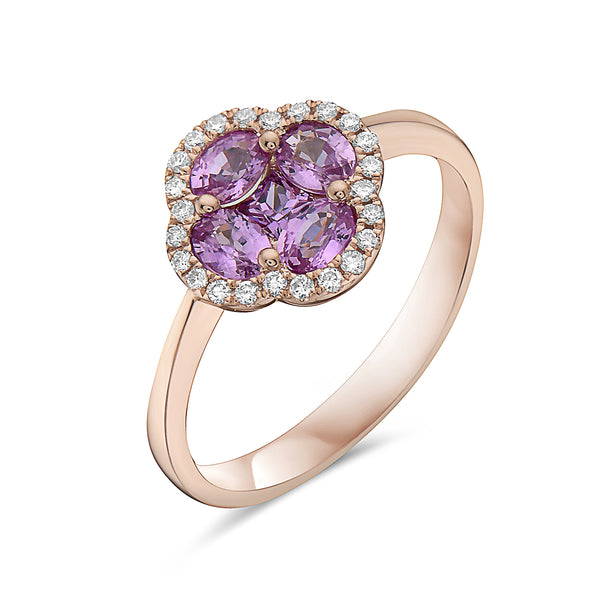 Pink Sapphire Clover Ring