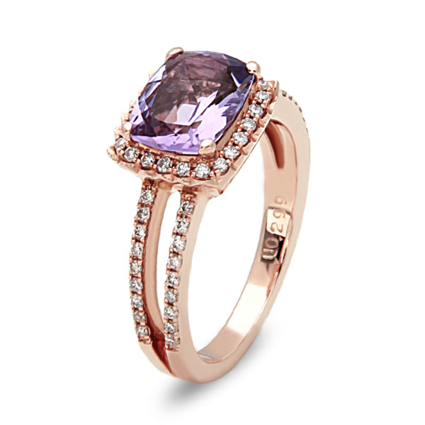 Rose Gold Amethyst and Diamond Ring