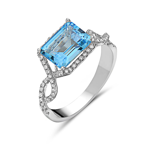 Blue Topaz and Diamond Ring
