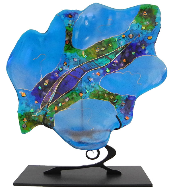 Large Leaf Sculpture Light Blue/Opal
