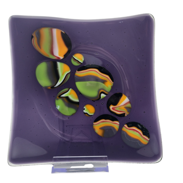 "Purple River": Fused Glass Plate