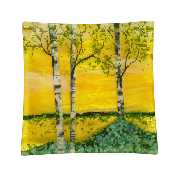 Yellow Sky Triple Birch Square Plate