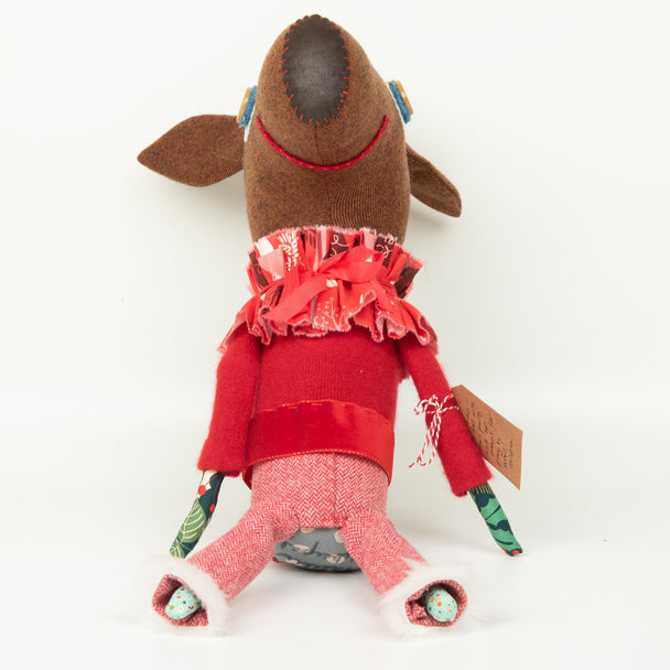 Red Sweater Raindeer Stuffed Doll by Valerie Weberpal, Plum Bottom Gallery