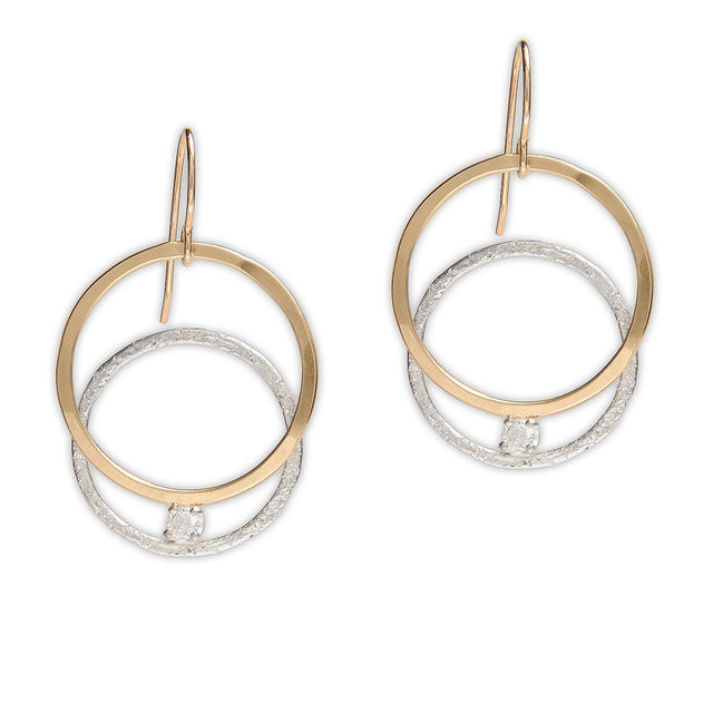Cubic Zirconia Interlocking Circle Earrings