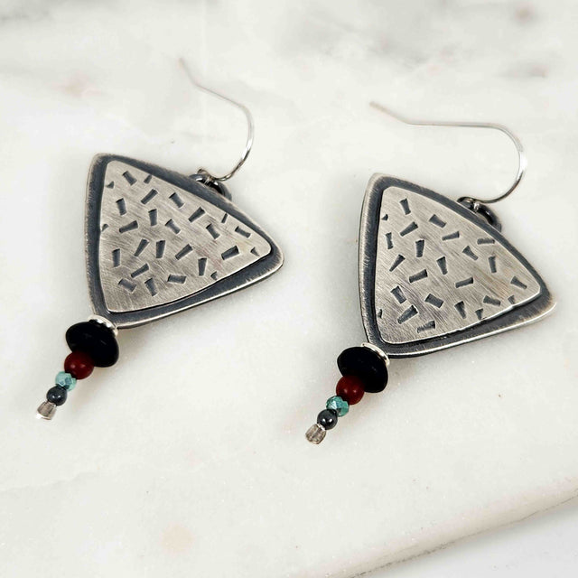 Chased Onyx Earrings