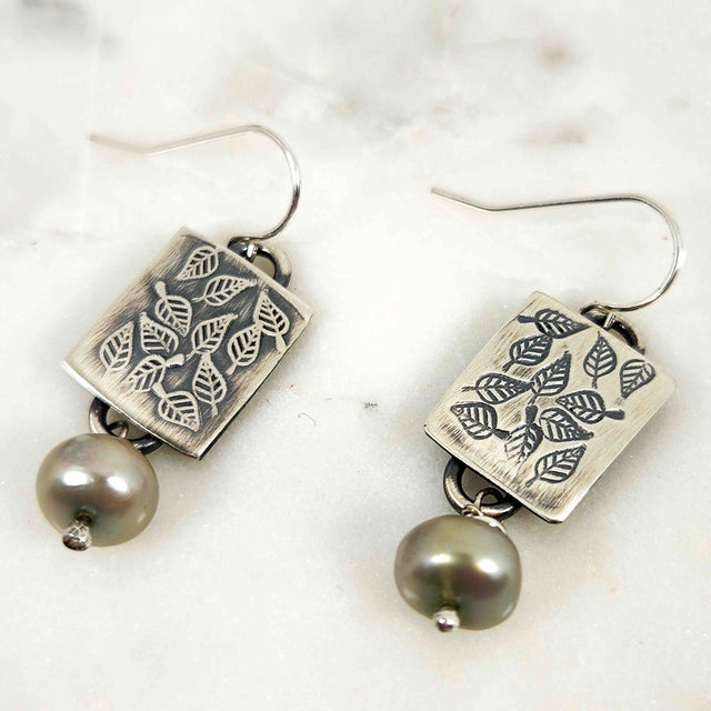 Roller Printed Freshwater Pearl Earrings