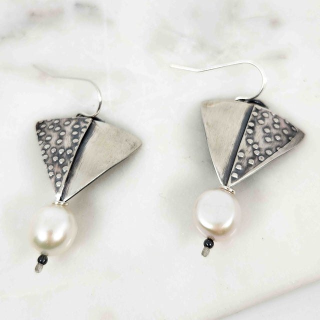 Roller Printed Baroque Pearl Earrings