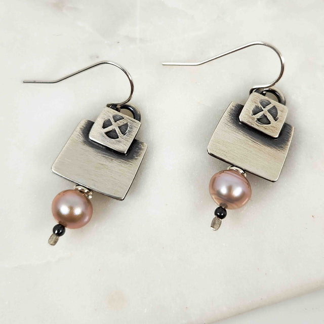 Chased Freshwater Pearl Earrings