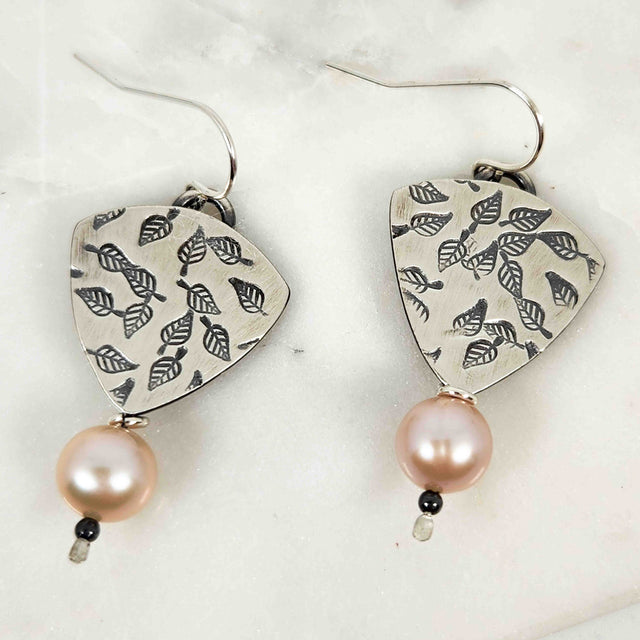 Chased Freshwater Pearl Earrings