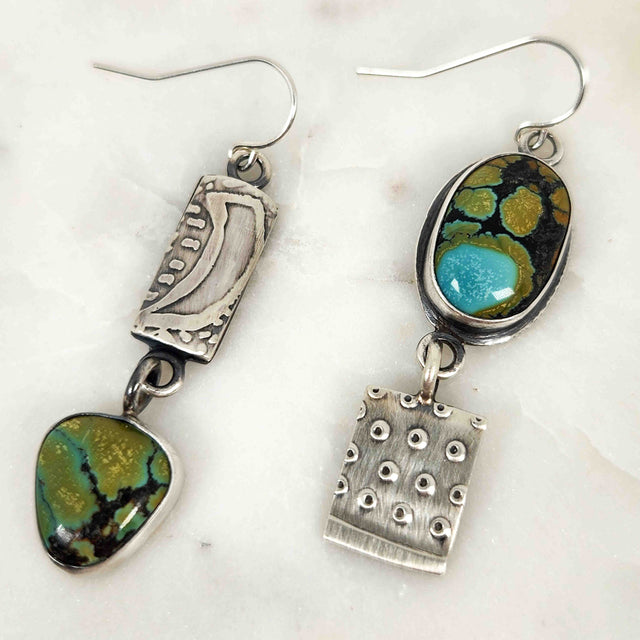 Chased Hubei Turquoise Earrings