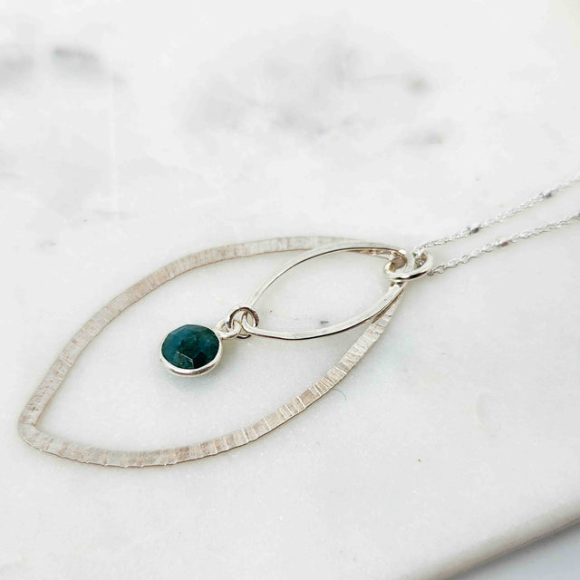Round Shaped Dangling Emerald Layered Open Petal Necklace