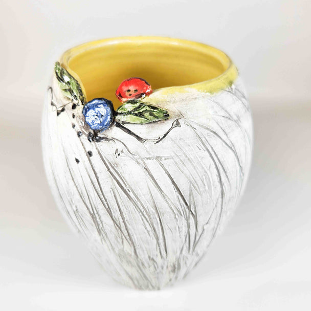 7" Yellow V-Neck Vase