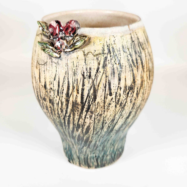7" White V-Neck Vase