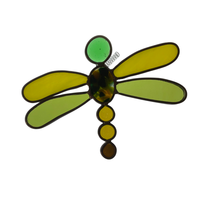Yellow and Green Dragonfly Garden Stake