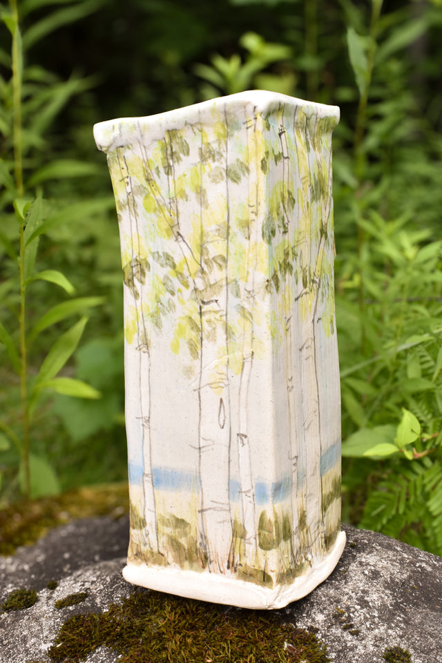 10" Square Birch Vase