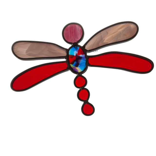 Pink and Red Dragonfly Garden Stake
