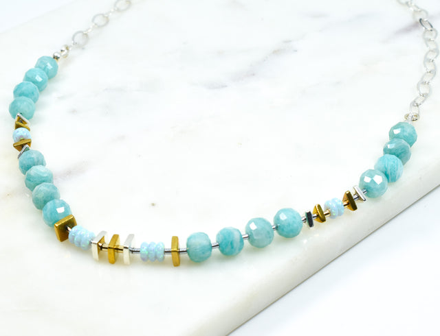 Russian Amazonite and Opal Necklace
