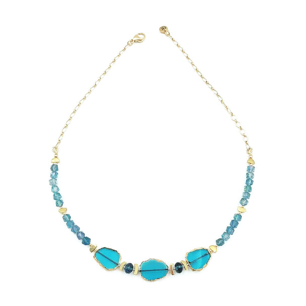 Limited Edition Gold Leaf London Blue Quartz Necklace