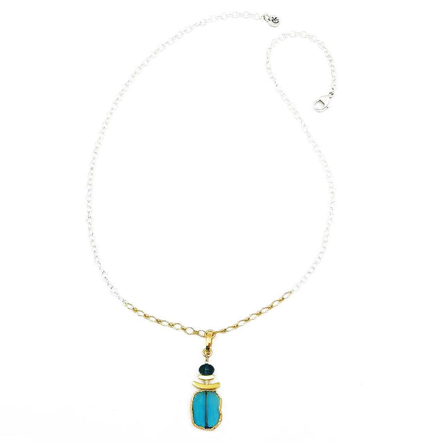 Limited Edition Gold Leaf London Blue Quartz Necklace