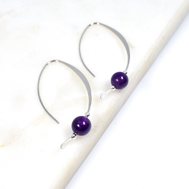 Sterling Silver Earring With Amethyst
