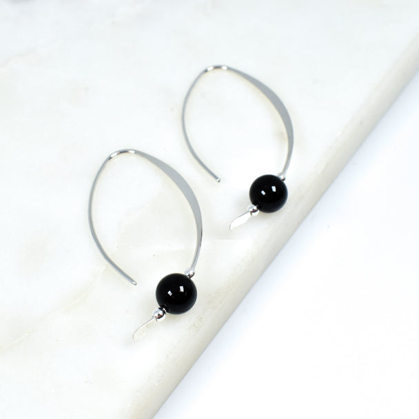 Sterling Silver Earring With Onyx