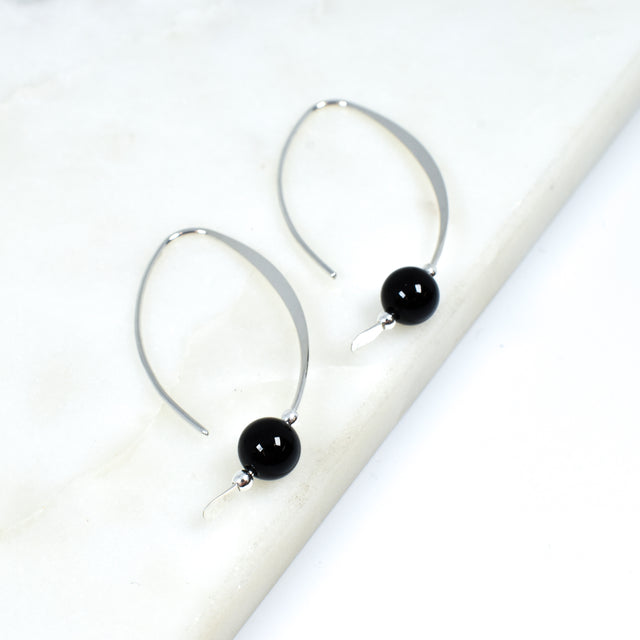 Sterling Silver Earring With Onyx