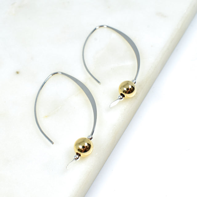 Sterling Silver Earring With Gold Ball